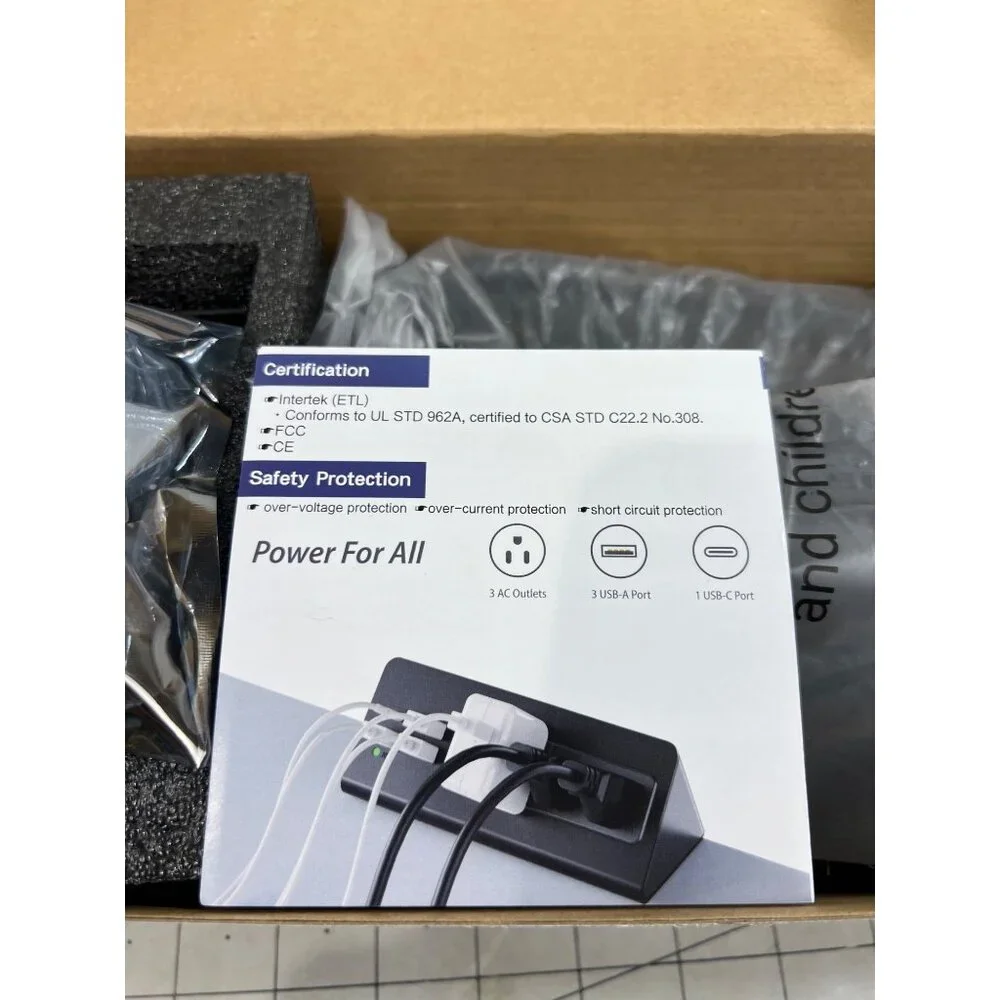 Nightstand Edge Mount Power Strip USB-C Port 3 AC Outlets Fast Charging USB Port - Picture 6 of 7